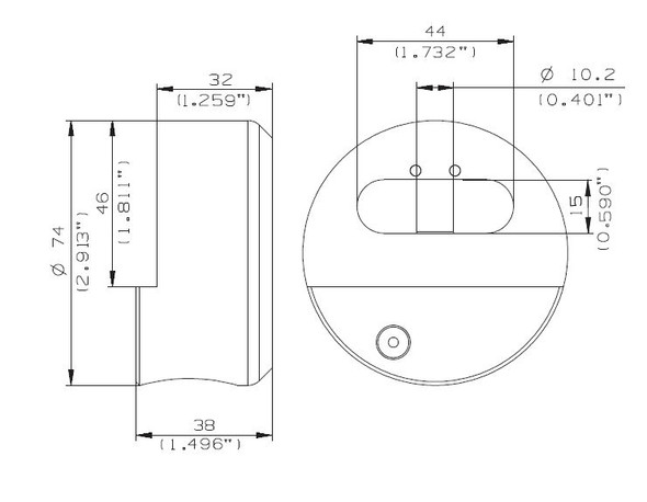 Mul-T-Lock TR100 Puck Padlock dimensions